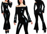 Latex Flared Catsuit – Bootcut with Flared Sleeves & Bare Shoulders (No Zipper)