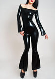 Latex Flared Catsuit – Bootcut with Flared Sleeves & Bare Shoulders (No Zipper)