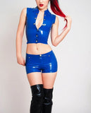 Latex Sleeveless Shirt - Latex Top With Buttons - Jeans Style Shirt
