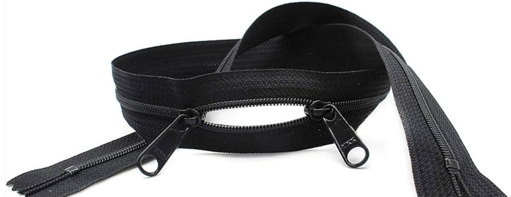 Black zipper on a white background