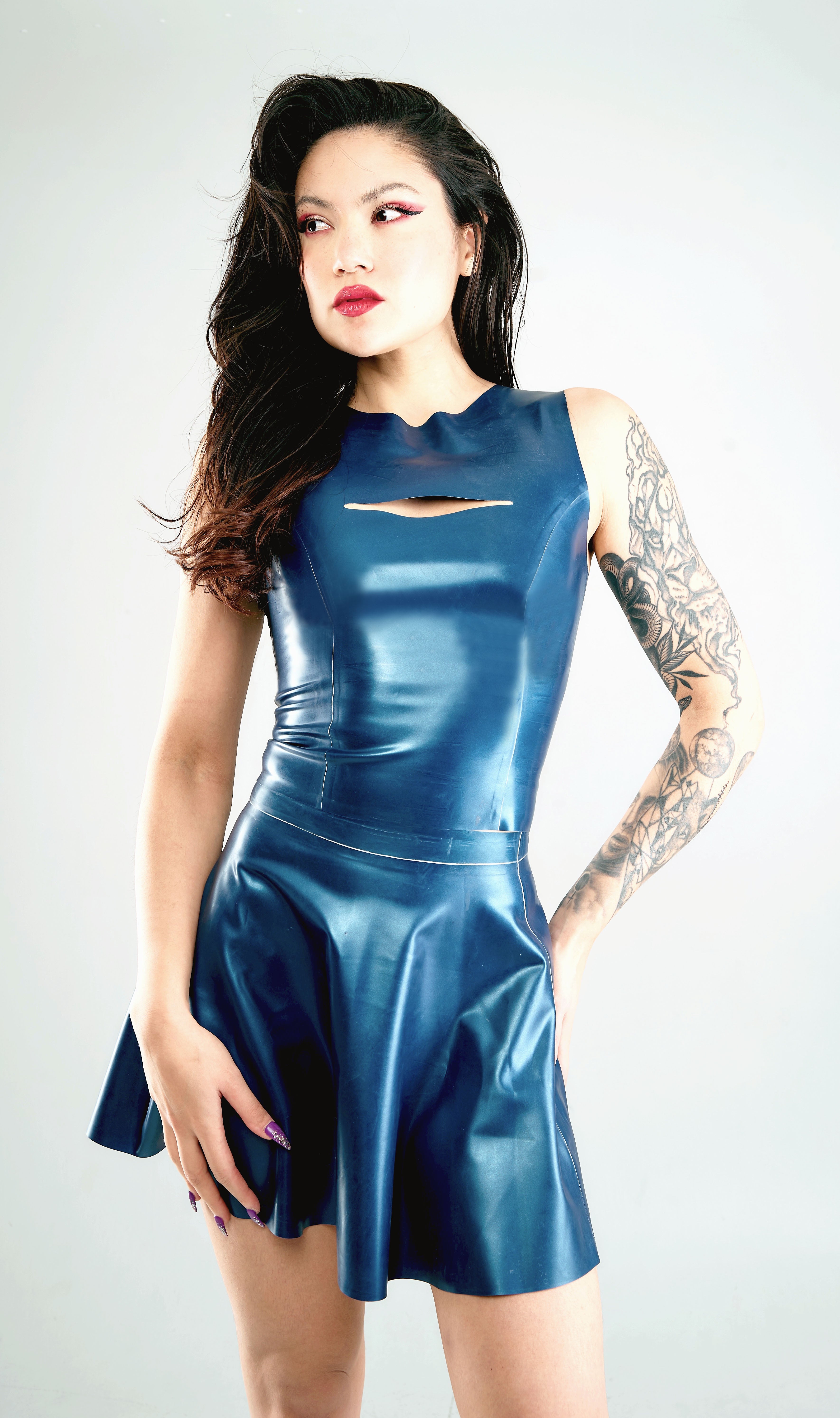 Latex Mini Flared - Half Circle Skater Skirt
