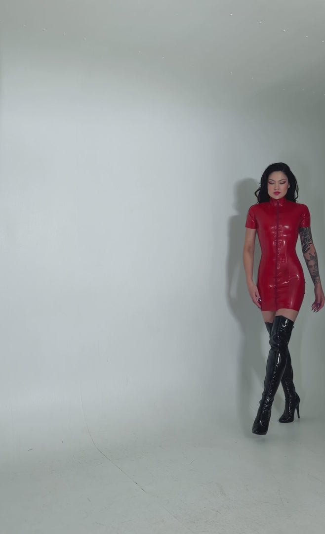 Latex Dress with Full Front Zipper
