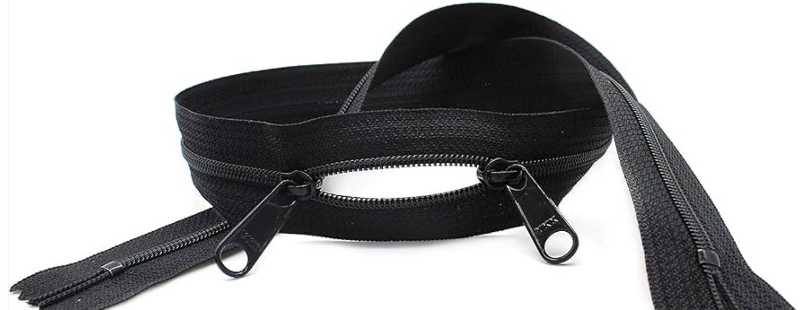 Black zipper on a white background