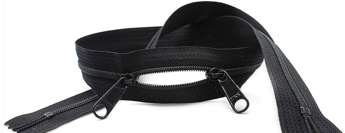 Black zipper on a white background